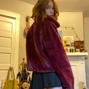 A NEW DAY burgundy faux fur jacket